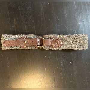 Anthropologie Beaded Leather Waist Belt